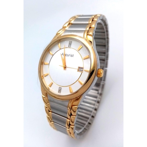 1075 - A Men’s Unworn Accurist Bi-Metal Quartz Date Watch Model MBJD01. 40mm including crown. Replacement b... 