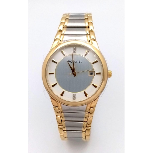 1075 - A Men’s Unworn Accurist Bi-Metal Quartz Date Watch Model MBJD01. 40mm including crown. Replacement b... 