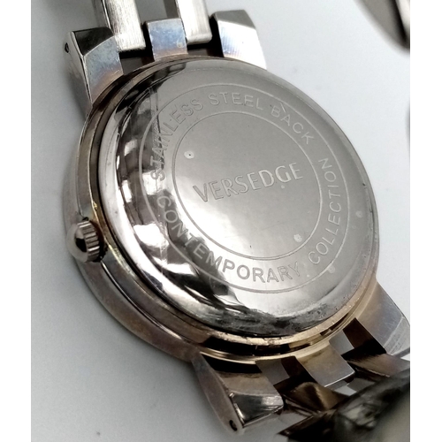 1098 - An Unworn Versedge Stone Set Stainless Steel Quartz Watch. 37mm Including Crown. Still in protective... 