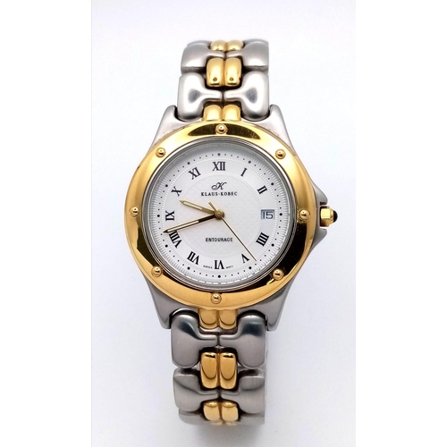 1105 - A Men’s Klaus Kobec Swiss Bi-Metal Quartz Watch Model ‘Entourage KKG1968’. 40mm Including Crown. Sta... 