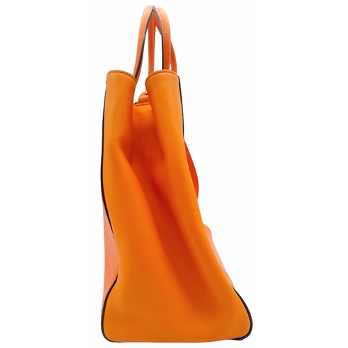 221 - A Fendi Two Tone Orange Leather 2jours Tote Bag. Textured exterior with gold-tone hardware. Hand and... 