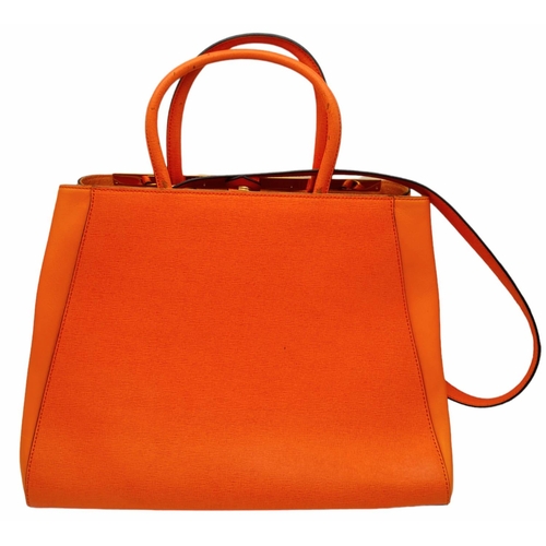 221 - A Fendi Two Tone Orange Leather 2jours Tote Bag. Textured exterior with gold-tone hardware. Hand and... 