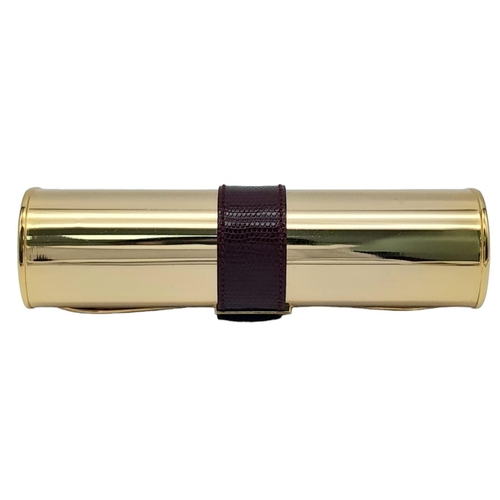 165 - A Fabulous Gucci Gold Tone Metal and Lizard Trim Clutch Bag. Soft textile interior with mirror. In g... 