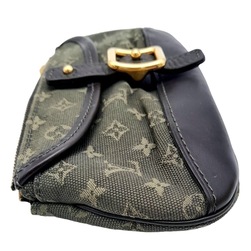 354 - A Louis Vuitton Green Canvas and Leather Wallet/Purse. LV monogram exterior with belt buckle decorat... 