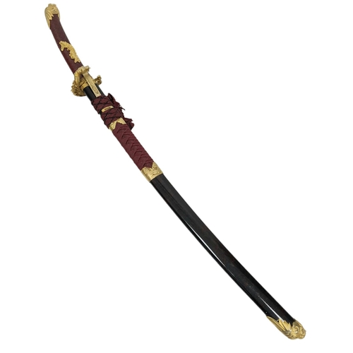 262 - An Excellent Condition, Highly Decorative, Dragon Detail, Modern Display Katana Sword. 105cn Length.... 