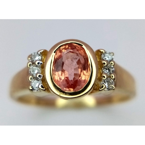 272 - A 18K YELLOW GOLD DIAMOND & ORANGE SAPPHIRE RING 4G SIZE N 1/2

ref: 7675