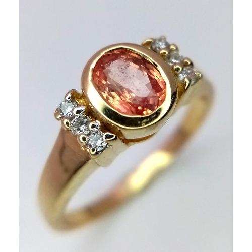 272 - A 18K YELLOW GOLD DIAMOND & ORANGE SAPPHIRE RING 4G SIZE N 1/2

ref: 7675