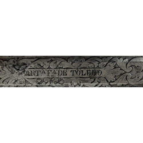 402 - A Toledo Straight Edge Cavalry Sword with Scabbard. Markings on blade of Ano D 1851. Some rusting on... 