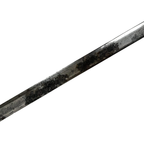 402 - A Toledo Straight Edge Cavalry Sword with Scabbard. Markings on blade of Ano D 1851. Some rusting on... 