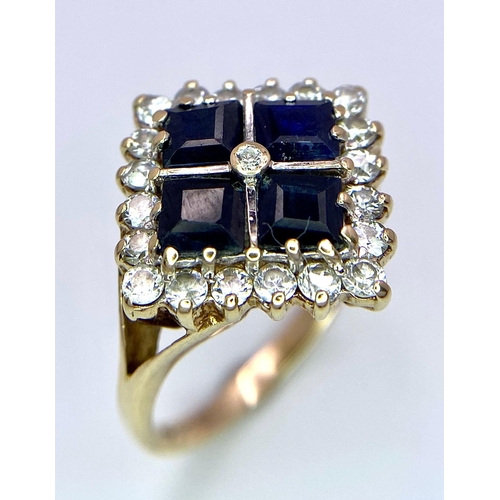 440 - A 9K yellow gold fancy CZ set Ring, 3.7g, size L (black CZ: 4  x 4mm/clear CZ: 20 x 1mm)

ref: SH131... 