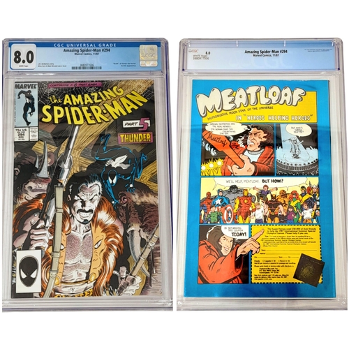 52 - Five Very Collectible CGC Graded Comics: Spiderman #288 - 9.4 rating, Spiderman #382 - 9.4 rating, B... 