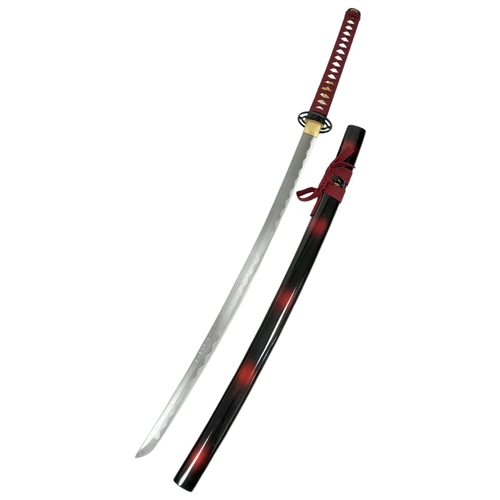 255 - An Excellent Condition Modern Display Japanese Katana. 104cm Length. Iron Tsuba, Red and Black Saya ... 