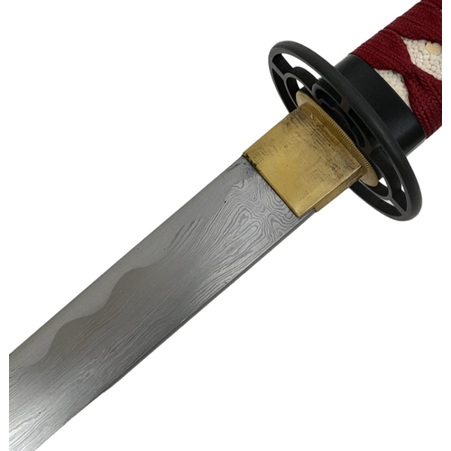 255 - An Excellent Condition Modern Display Japanese Katana. 104cm Length. Iron Tsuba, Red and Black Saya ... 