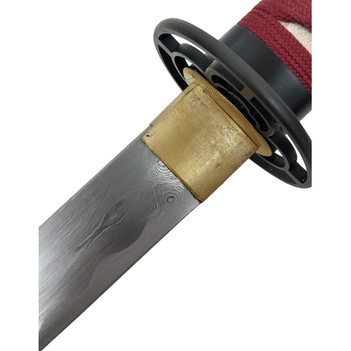 255 - An Excellent Condition Modern Display Japanese Katana. 104cm Length. Iron Tsuba, Red and Black Saya ... 