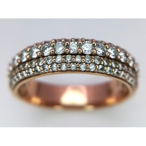 258 - A 9K ROSE GOLD 4 ROW DIAMOND BAND RING 1CT approx 5.2G SIZE U

ref: RPM 1004