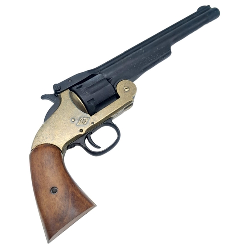 275 - A FULL SIZE METAL REPLICA NAVY COLT SIX CHAMBER PISTOL WITH DRY FIRING ACTION AND REVOLVING BARREL A... 