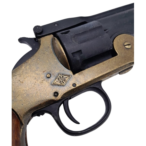 275 - A FULL SIZE METAL REPLICA NAVY COLT SIX CHAMBER PISTOL WITH DRY FIRING ACTION AND REVOLVING BARREL A... 