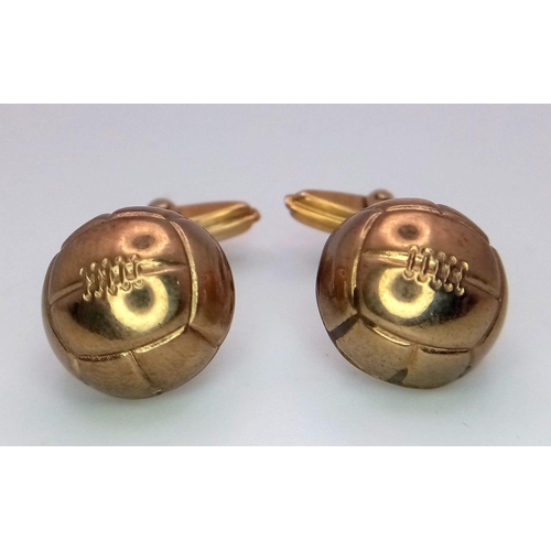 331 - A Pair of Vintage 9K Yellow Gold Football Cufflinks. 7.4g total weight.