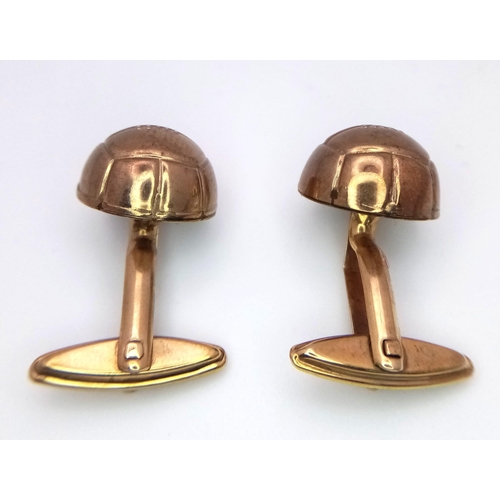 331 - A Pair of Vintage 9K Yellow Gold Football Cufflinks. 7.4g total weight.