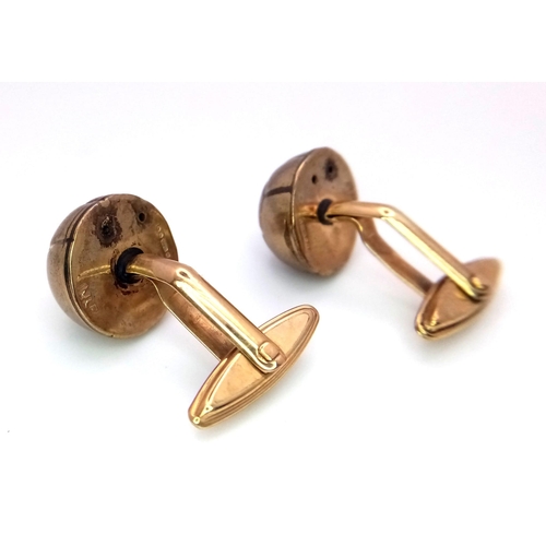 331 - A Pair of Vintage 9K Yellow Gold Football Cufflinks. 7.4g total weight.