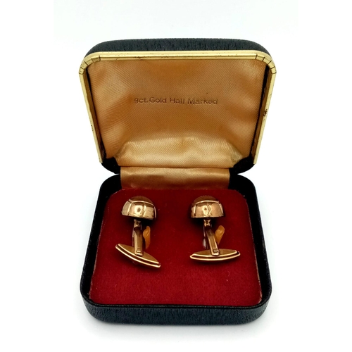 331 - A Pair of Vintage 9K Yellow Gold Football Cufflinks. 7.4g total weight.