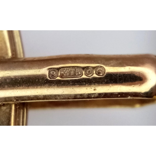 59 - A Wonderful Vintage Pair of 9K Yellow Gold Car Cufflinks. 9.9g total weight.