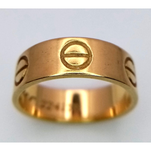 55 - A 18K YELLOW GOLD CARTIER STYLE BAND RING 5.56G SIZE M 1/2

ref: SC 1078