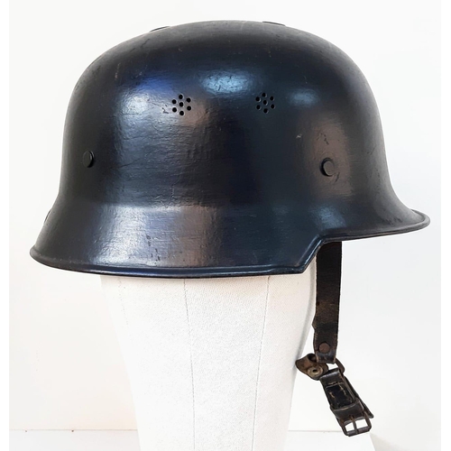 358 - An Unknown WW2 German Factory Fire Fighters Helmet and liner.