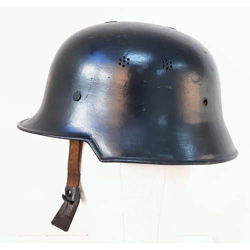 358 - An Unknown WW2 German Factory Fire Fighters Helmet and liner.