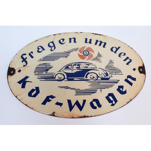 257 - 3rd Reich Enamel Advertising Sign “Ask About The KDF-Wagen”