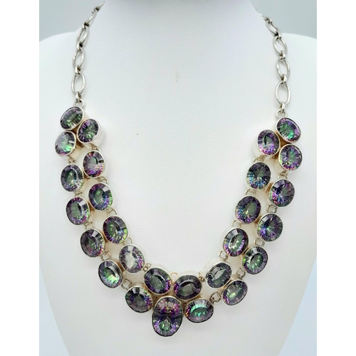 320 - A Fabulous Suite of Handmade Mystic Quartz and Silver Jewellery - A 27 stone statement necklace - 46... 