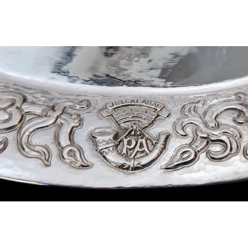 324 - A Solid Silver (800) Decorative Serving Tray Presented by the Officers of The Somerset Light Infantr... 