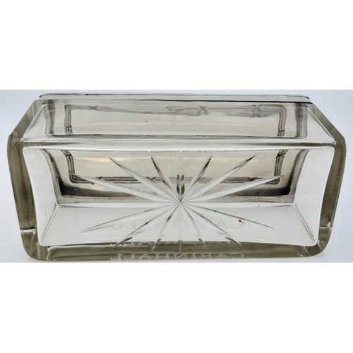 33 - A Rare 1936 Christmas Gift Crystal Glass Box with hallmarked .800 silver lid, that has been hand eng... 