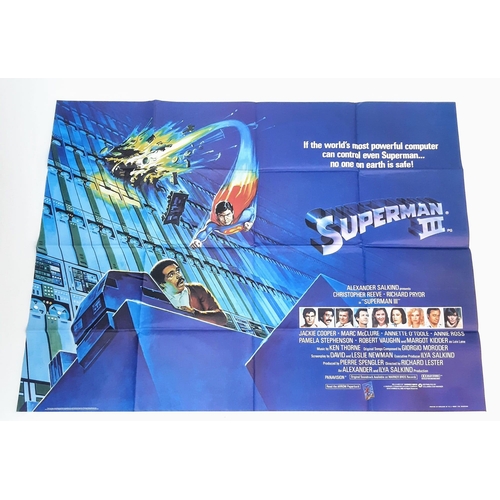 45 - Nine Highly Collectible Vintage Quad Movie Posters. Includes: Superman III (Richard Pryor), Stardust... 