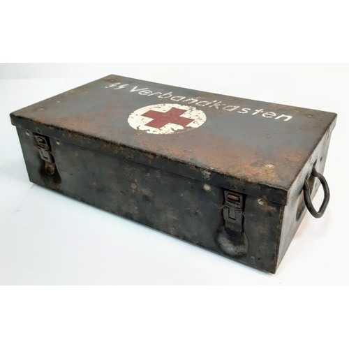 453 - A WW2 German First Aid Box with contents used by a Waffen SS Unit.