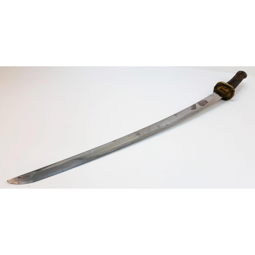 68 - A WW2 Japanese Officers Sword with an ancient family blade. A veteran bring back.