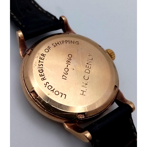 254 - A FABULOUS EXAMPLE OF A VINTAGE 9K GOLD WRIST WATCH MADE BY THE FAMOUS J.W BENSON COMPANY , RECENTLY... 