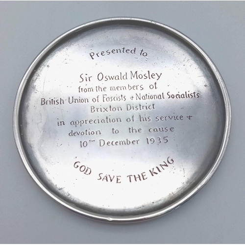 26 - Very Rare British Union Fascists Silver Medallion that was presented to Sir Oswald Mosley by the Bri... 