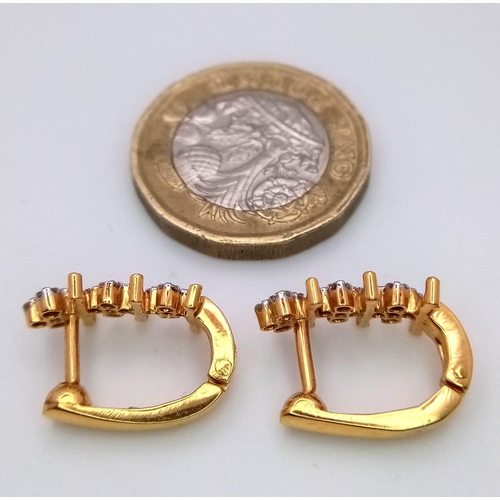 260 - AN EXCELLENT VINTAGE PAIR OF 14K YELLOW GOLD DIAMOND CLUSTER HOOP EARRINGS 0.50CT 4.5G APPROX 16mm x... 