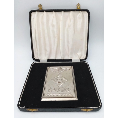 348 - A 3rd Reich Cased R.A.D Award Plaque.