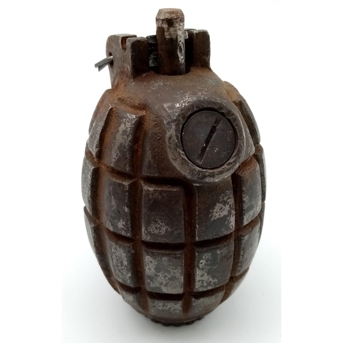 376 - INERT WW2 British No 36 Mills Grenade Dated 1944. Complete with centre tube, spring, striker, lever ... 