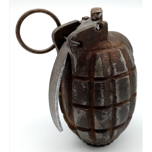 376 - INERT WW2 British No 36 Mills Grenade Dated 1944. Complete with centre tube, spring, striker, lever ... 