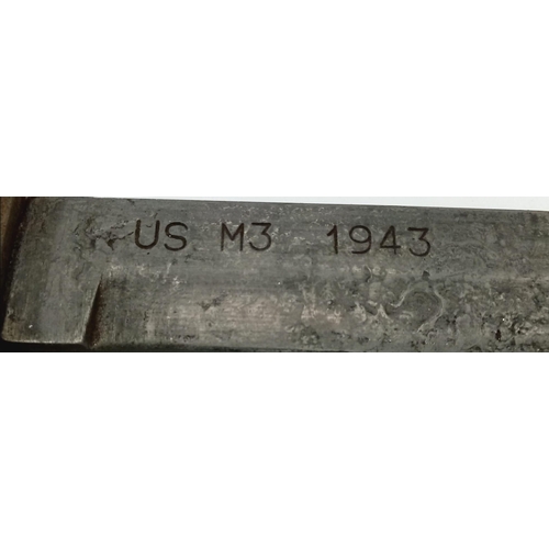 393 - A WW2 US M3 Mk1 Fighting Knife Dated 1943, with M8A1 scabbard. These were issued to the “Shock” Troo... 