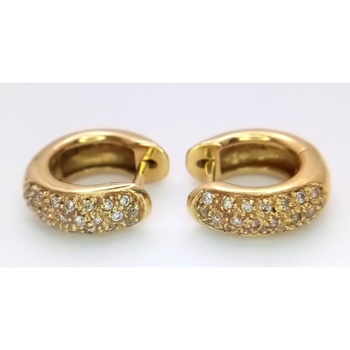 83 - A 18K YELLOW GOLD DIAMOND SET MINI HOOP EARRINGS 5.7G  12mm x 15mm

ref: SC 1098