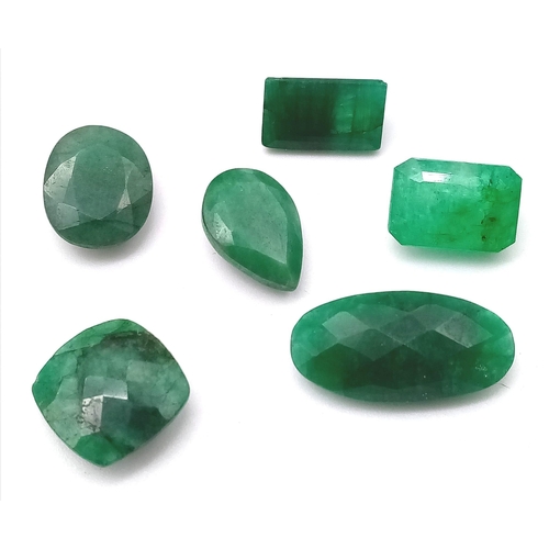 1574 - A Parcel of Six 31.55ctw Emerald Gemstones.