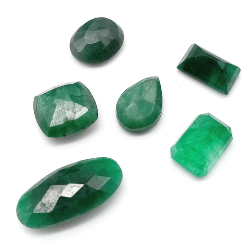 1574 - A Parcel of Six 31.55ctw Emerald Gemstones.