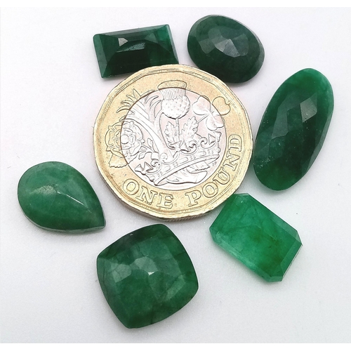 1574 - A Parcel of Six 31.55ctw Emerald Gemstones.