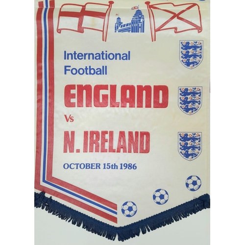 416 - A COLLECTION OF 11 ENGLAND FOOTBALL MATCH PENNANTS FROM DIFFERENT INTERNATIONAL MATCHES , INCLUDING ... 