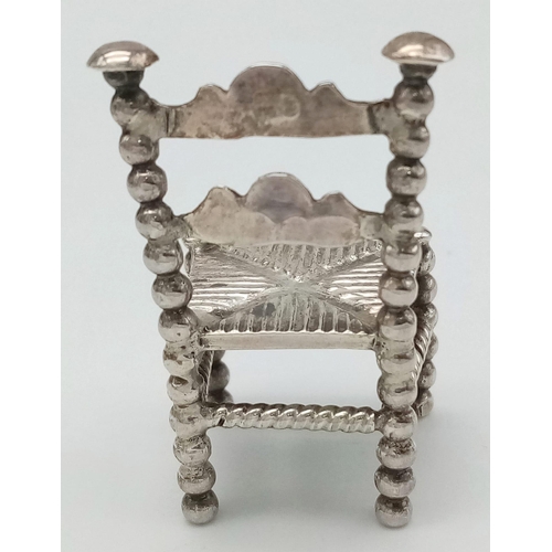 58 - A Rare Imported Sterling Silver Miniature Chair Figure - 4cm tall. The chair has hallmarks for Sheff... 