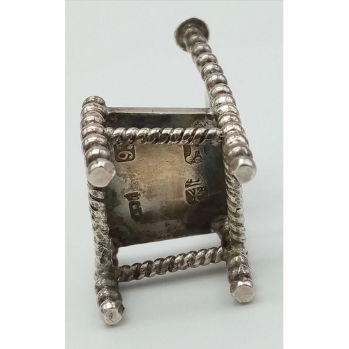 58 - A Rare Imported Sterling Silver Miniature Chair Figure - 4cm tall. The chair has hallmarks for Sheff... 